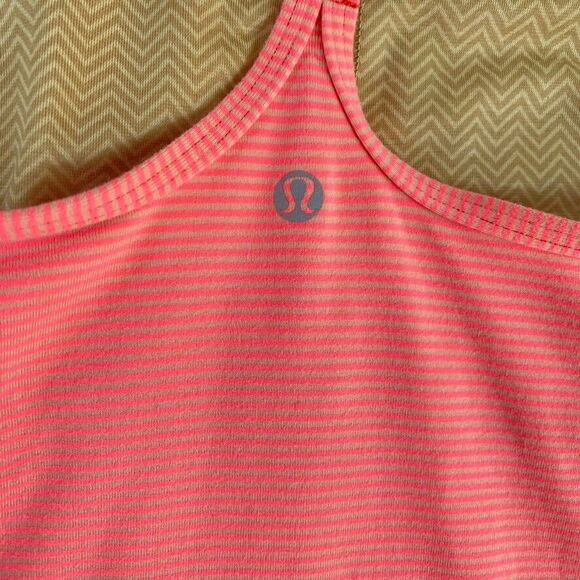 Lululemon Tank Top Sz S Salmon Striped Yoga Active Running *check measurements* - Picture 6 of 9
